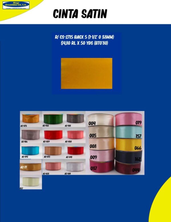 CINTAS SATIN CARTA-NUEVA CINTA SATIN 2715 1" y 1/2