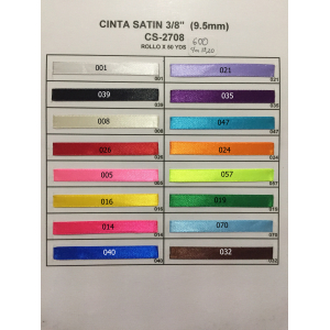 CINTA SATIN 3/8 9.5 CM ROLLO 50 YDS